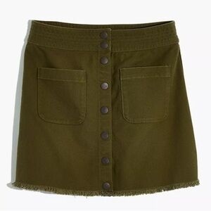 Madewell Sz 4 Raw-Hem A-Line Mini Skirt in Kale